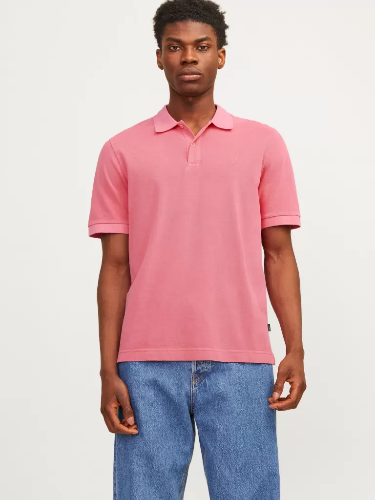 JACK & JONES Koszulki^Gładki Kołnierz koszulowy Koszula polo Róży