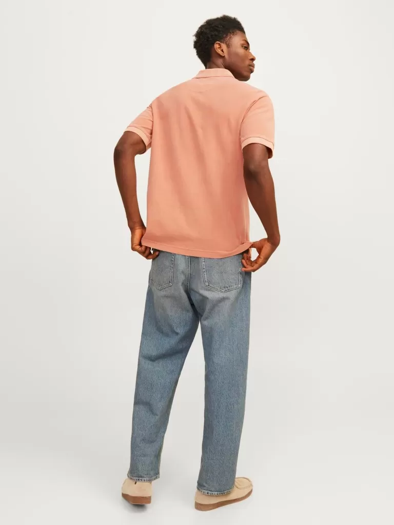 JACK & JONES Koszulki^Gładki Kołnierz koszulowy Koszula polo Pomarańczowy