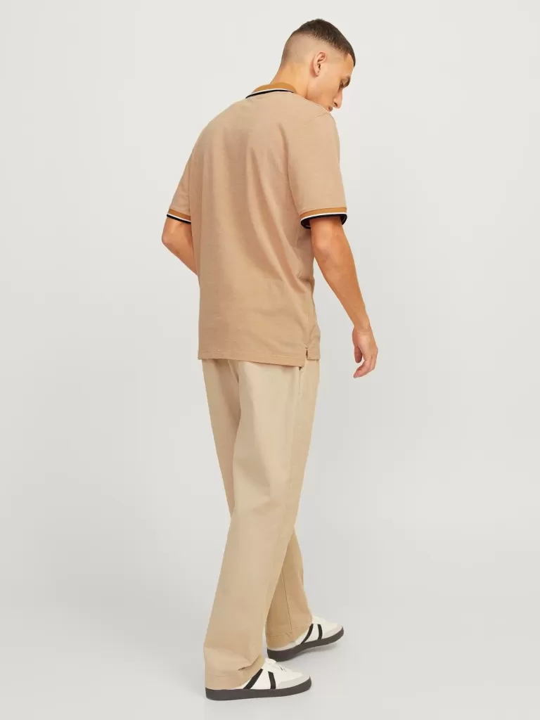 JACK & JONES Koszulki^Gładki Kołnierz koszulowy Koszula polo Pomarańczowy