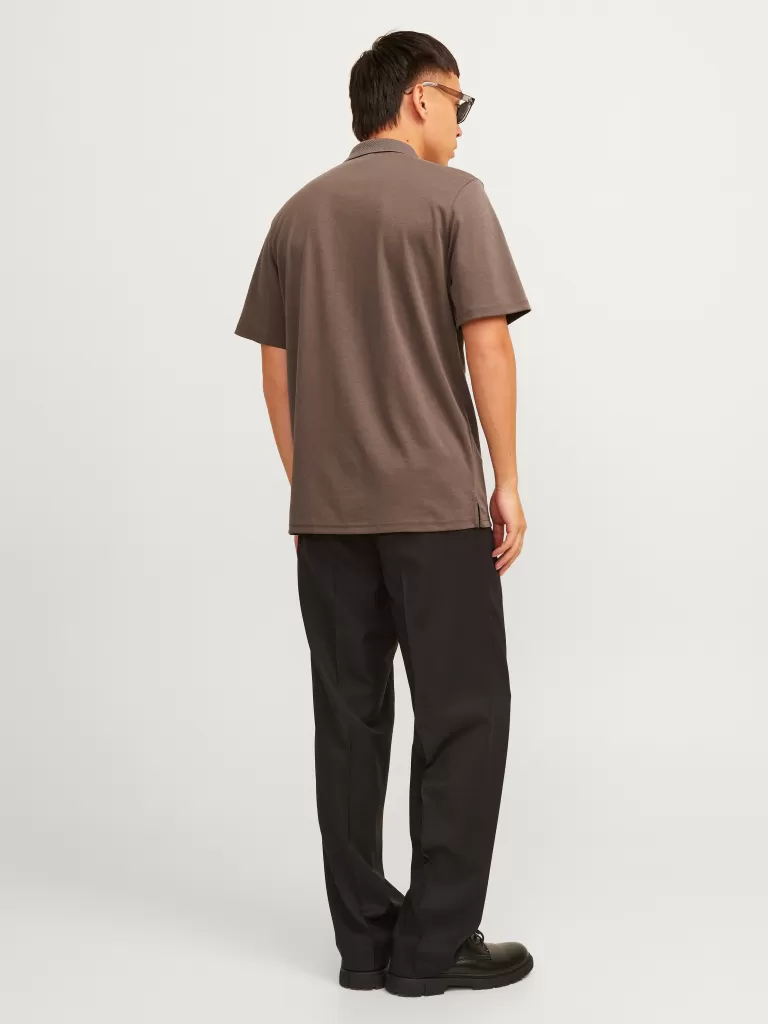 JACK & JONES Koszulki^Gładki Kołnierz koszulowy Koszula polo Brązowy