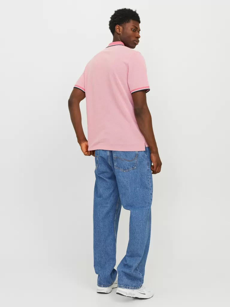 JACK & JONES Koszulki^Gładki Kołnierz koszulowy Koszula polo Róży