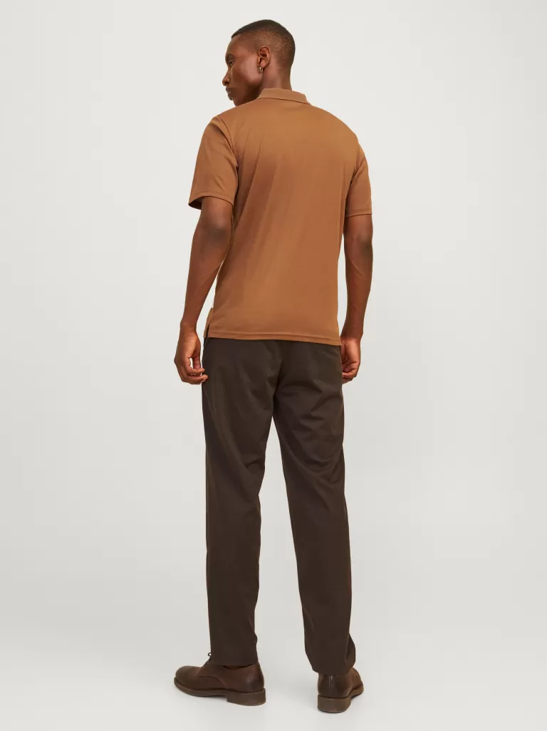 JACK & JONES Koszulki^Gładki Kołnierz koszulowy Koszula polo Brązowy