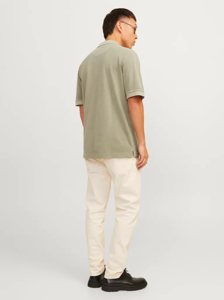 JACK & JONES Koszulki^Gładki Kołnierz koszulowy Koszula polo Zielony