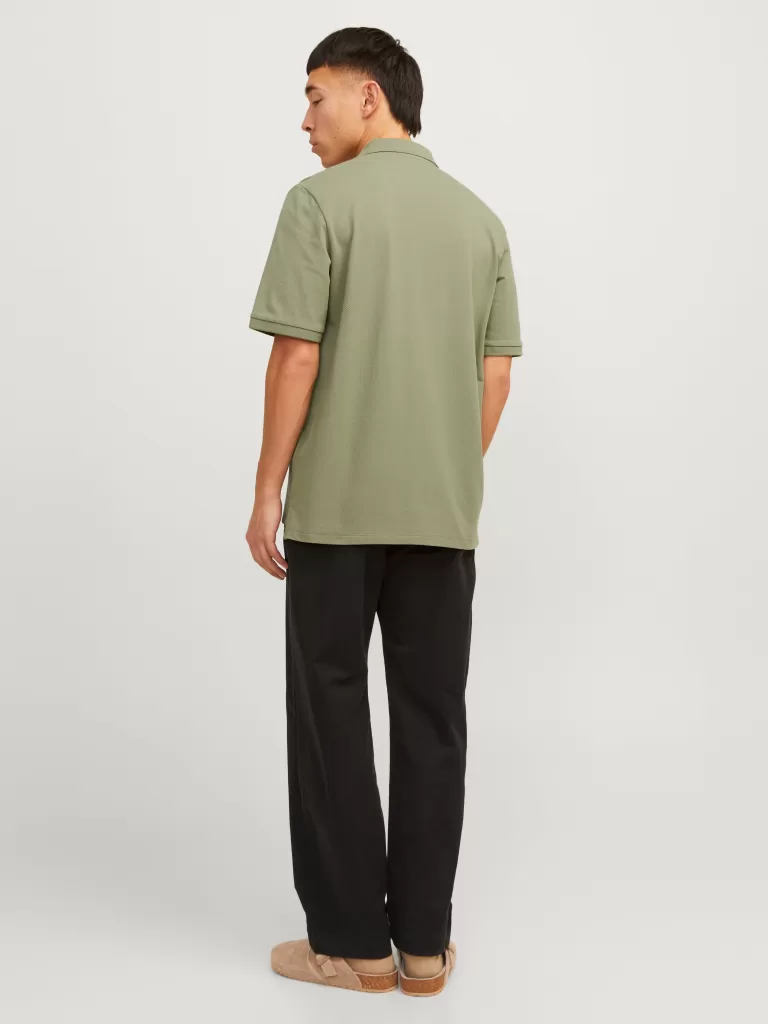JACK & JONES Koszulki^Gładki Kołnierz koszulowy Koszula polo Zielony