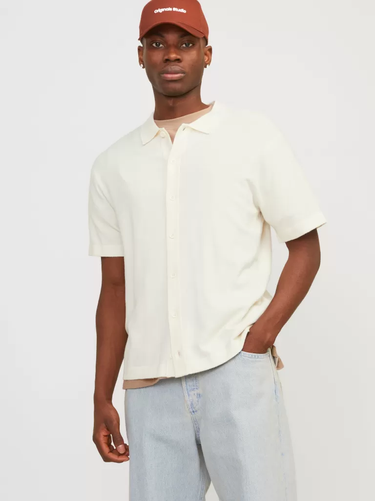 JACK & JONES Swetry^Gładki Koszula polo Biały
