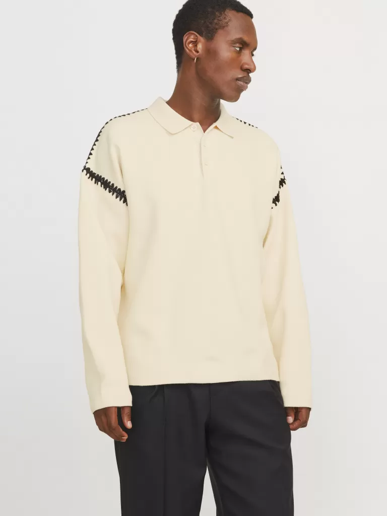 JACK & JONES Swetry^Gładki Koszula polo Biały