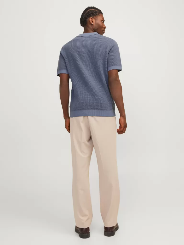 JACK & JONES Swetry^Gładki Koszula polo Niebieski