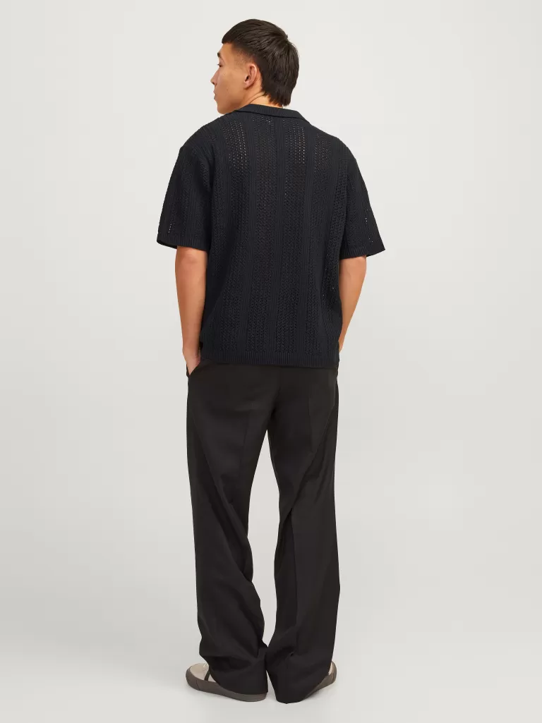 JACK & JONES Swetry^Gładki Koszula polo Czarny