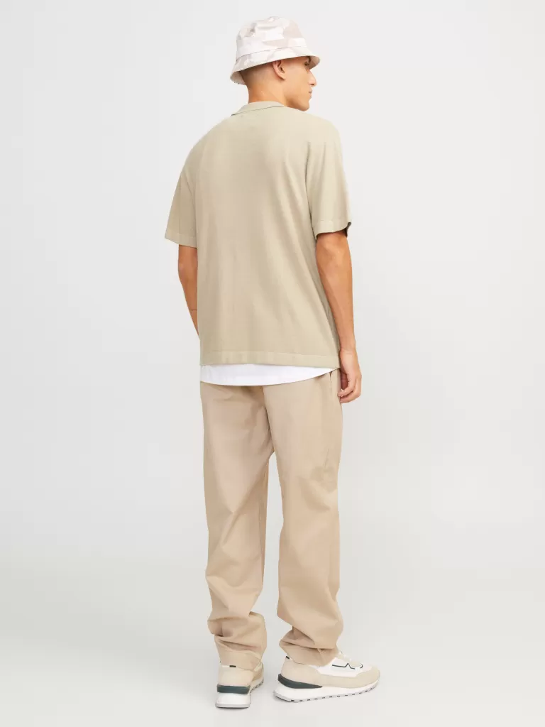 JACK & JONES Swetry^Gładki Koszula polo Beżowy