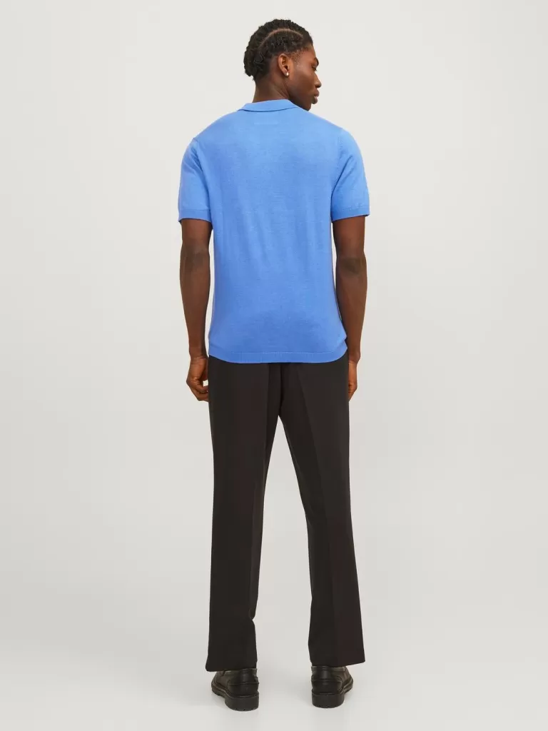 JACK & JONES Swetry^Gładki Koszula polo Niebieski