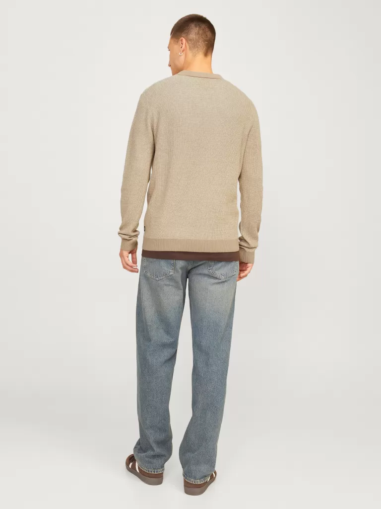 JACK & JONES Swetry^Gładki Koszula polo Beżowy