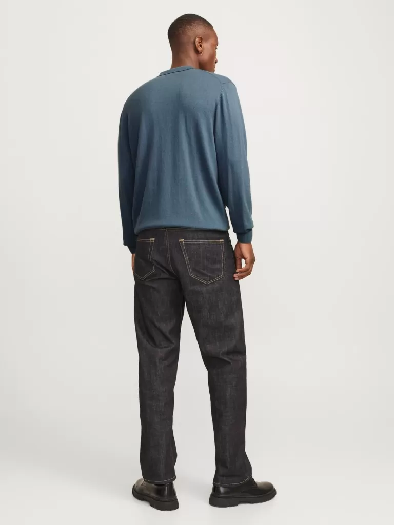 JACK & JONES Swetry^Gładki Koszula polo Niebieski