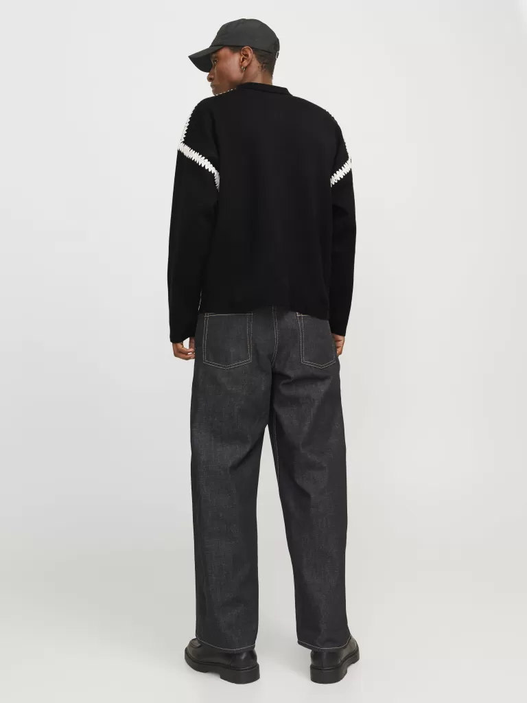 JACK & JONES Swetry^Gładki Koszula polo Czarny