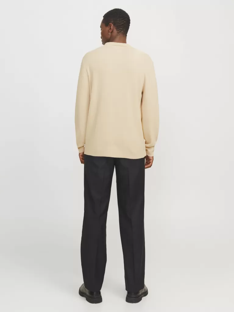 JACK & JONES Swetry^Gładki Koszula polo Beżowy