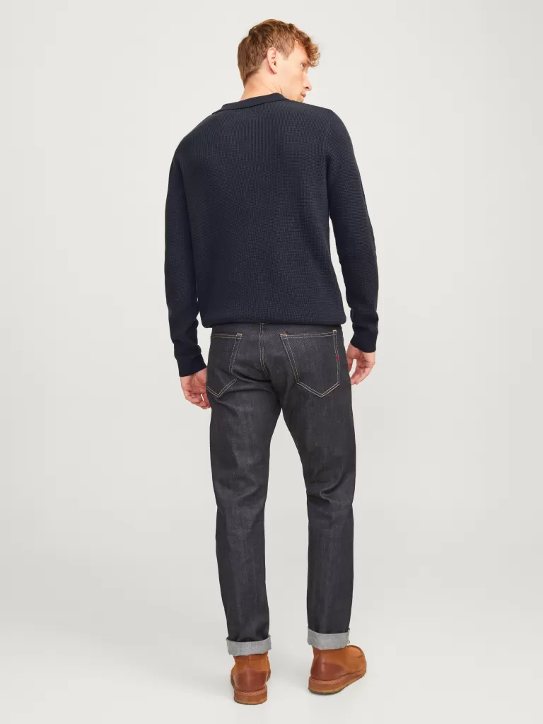 JACK & JONES Swetry^Gładki Koszula polo Niebieski