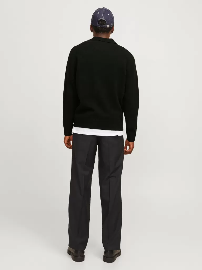 JACK & JONES Swetry^Gładki Koszula polo Czarny