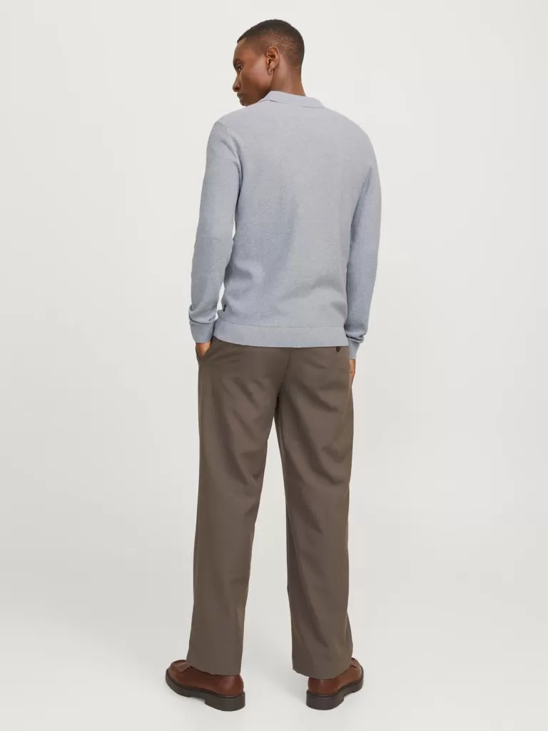 JACK & JONES Swetry^Gładki Koszula polo Szary