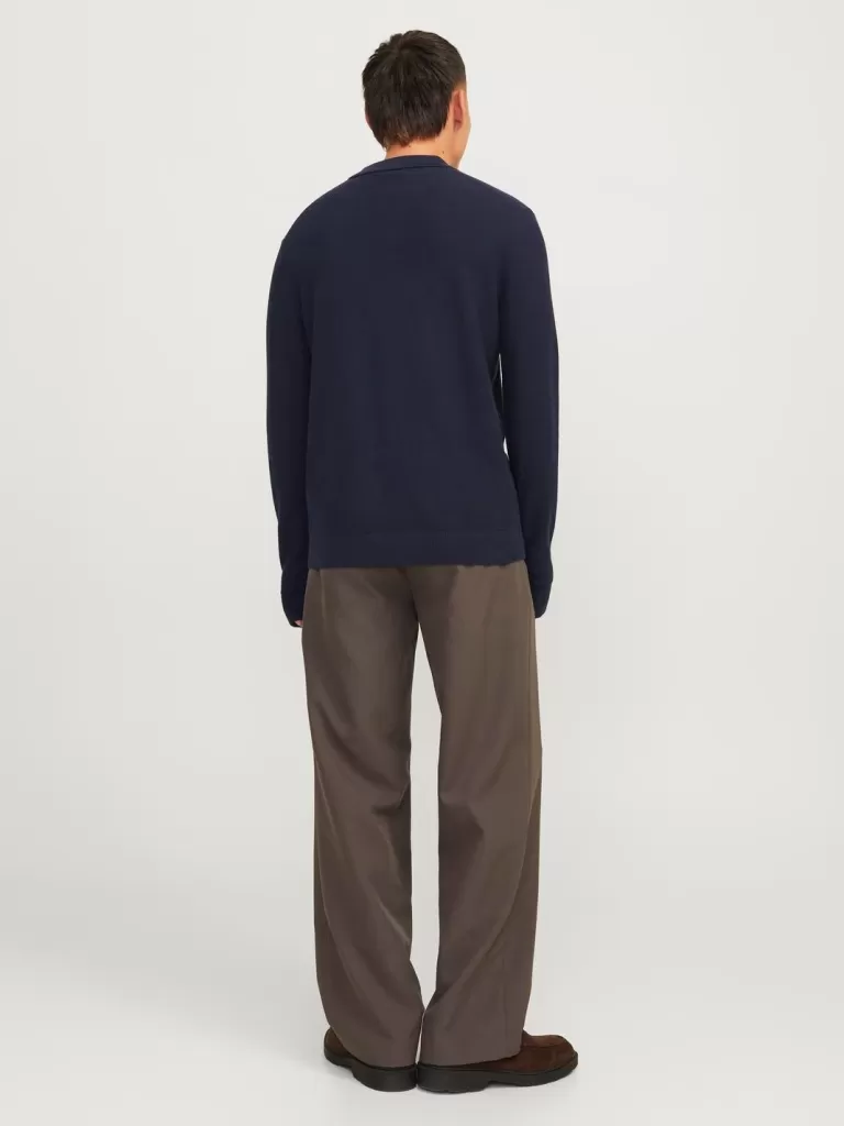 JACK & JONES Swetry^Gładki Koszula polo Niebieski