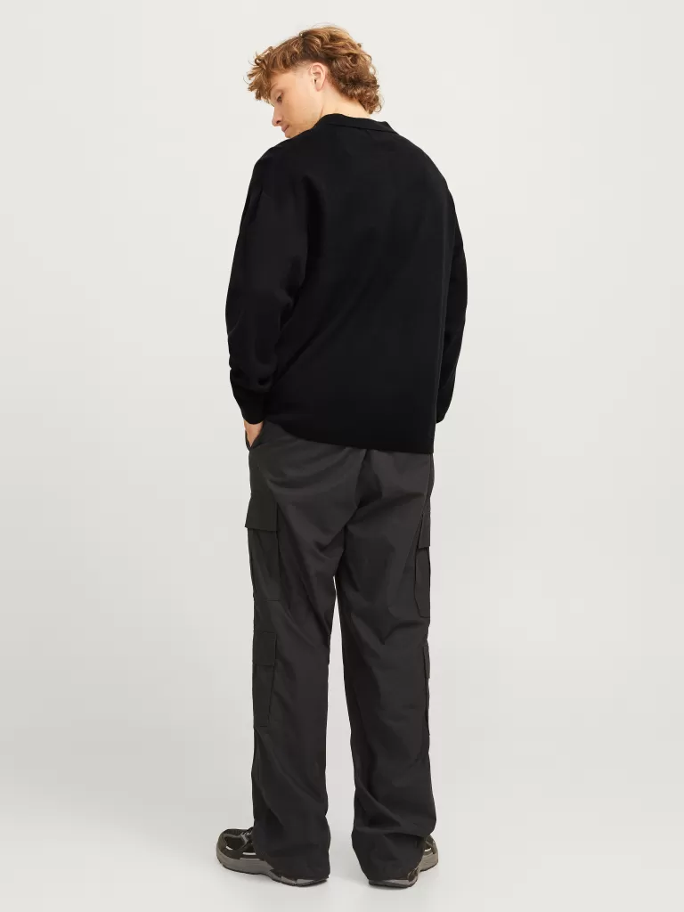 JACK & JONES Swetry^Gładki Koszula polo Czarny