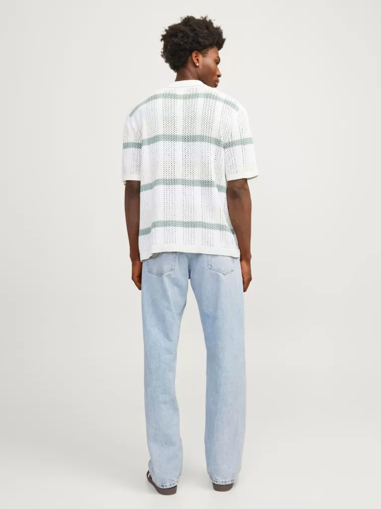JACK & JONES Swetry^Gładki Koszula polo Biały