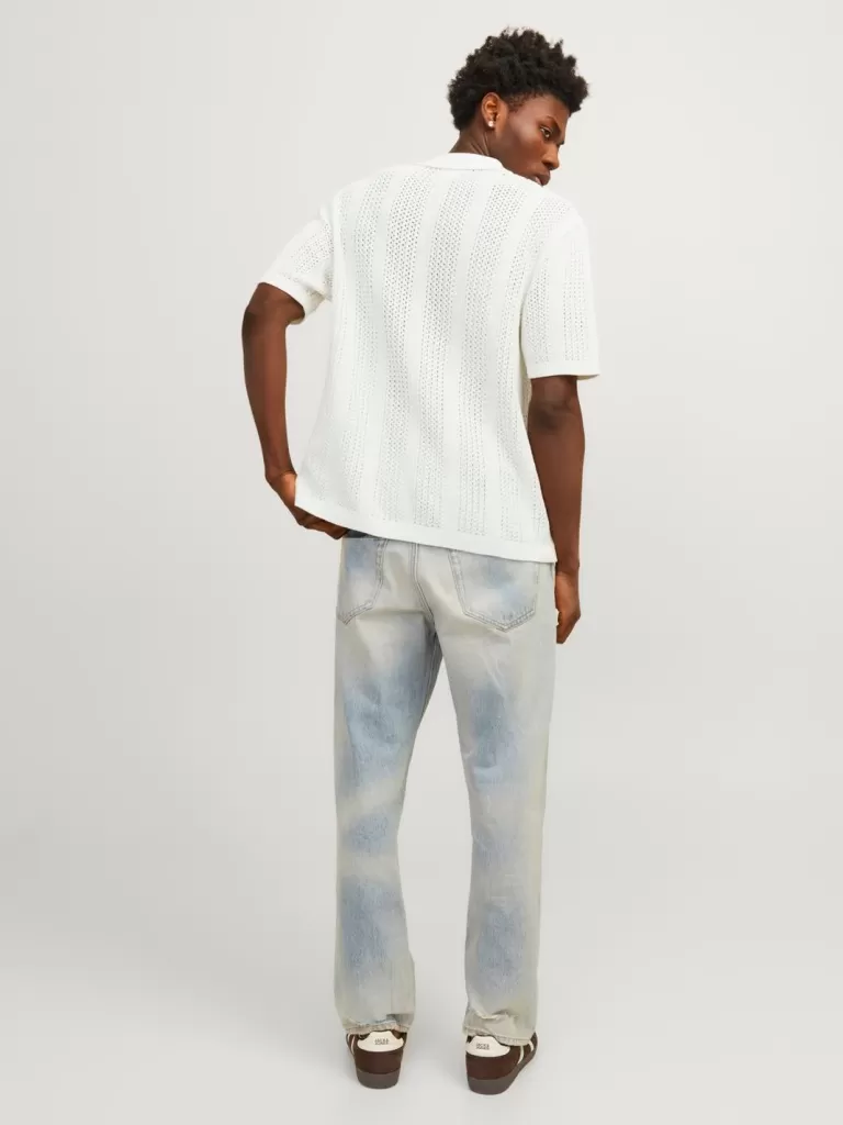 JACK & JONES Swetry^Gładki Koszula polo Biały