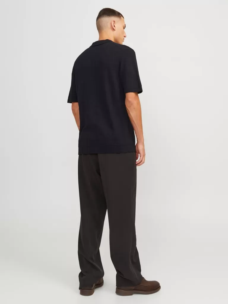 JACK & JONES Swetry^Gładki Koszula polo Czarny