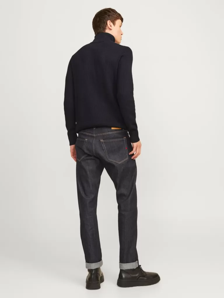 JACK & JONES Swetry^Gładki Krótki suwak Czarny