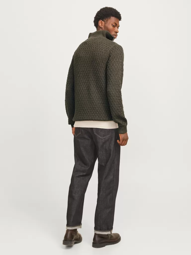 JACK & JONES Swetry^Gładki Krótki suwak Zielony