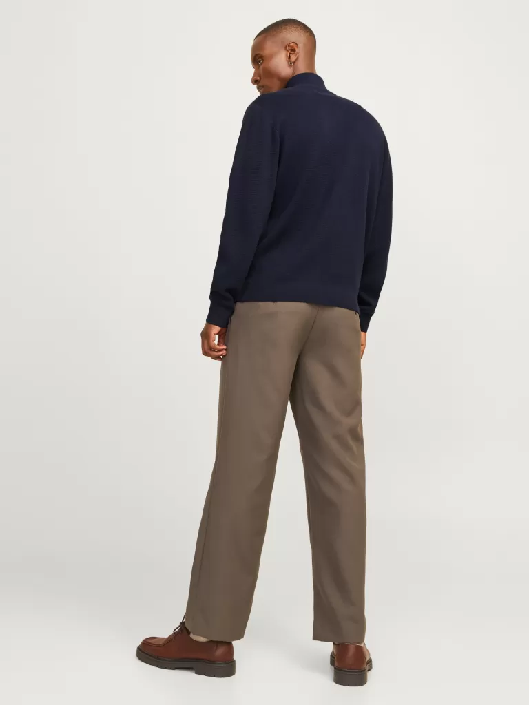JACK & JONES Swetry^Gładki Krótki suwak Niebieski