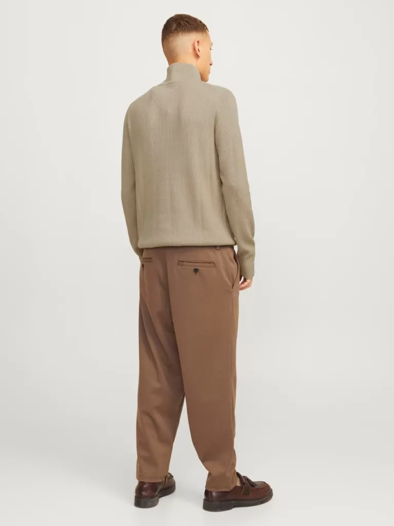 JACK & JONES Swetry^Gładki Krótki suwak Beżowy