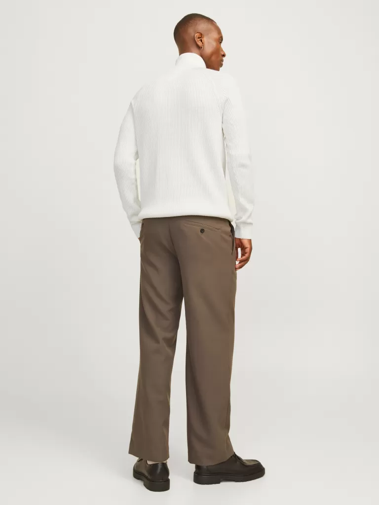 JACK & JONES Swetry^Gładki Krótki suwak Biały