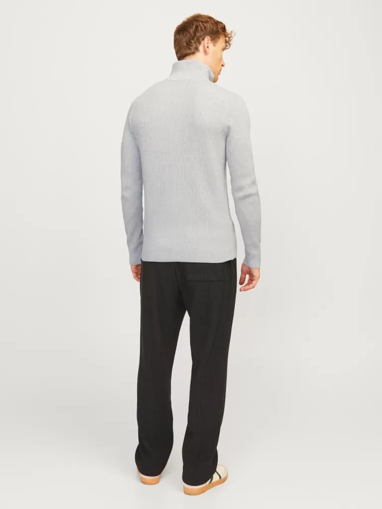 JACK & JONES Swetry^Gładki Krótki suwak Szary