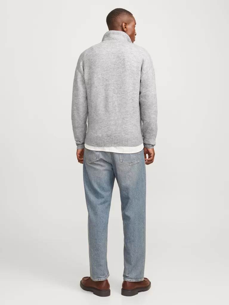 JACK & JONES Swetry^Gładki Krótki suwak Szary