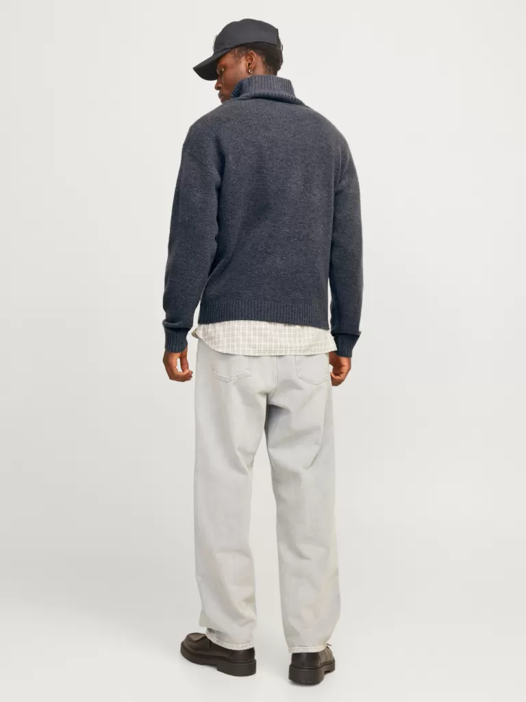 JACK & JONES Swetry^Gładki Krótki suwak Szary