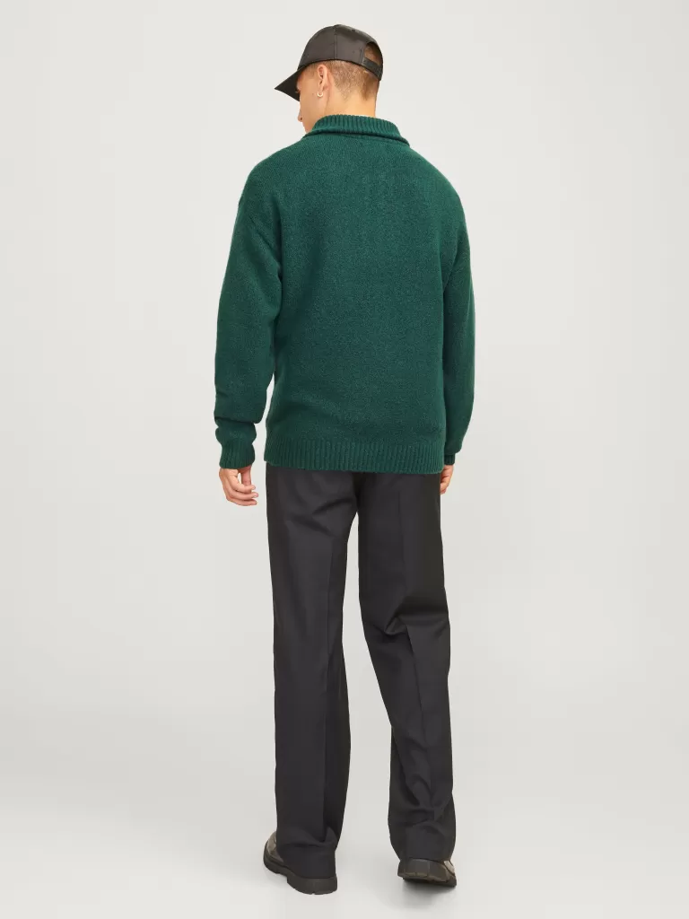 JACK & JONES Swetry^Gładki Krótki suwak Zielony