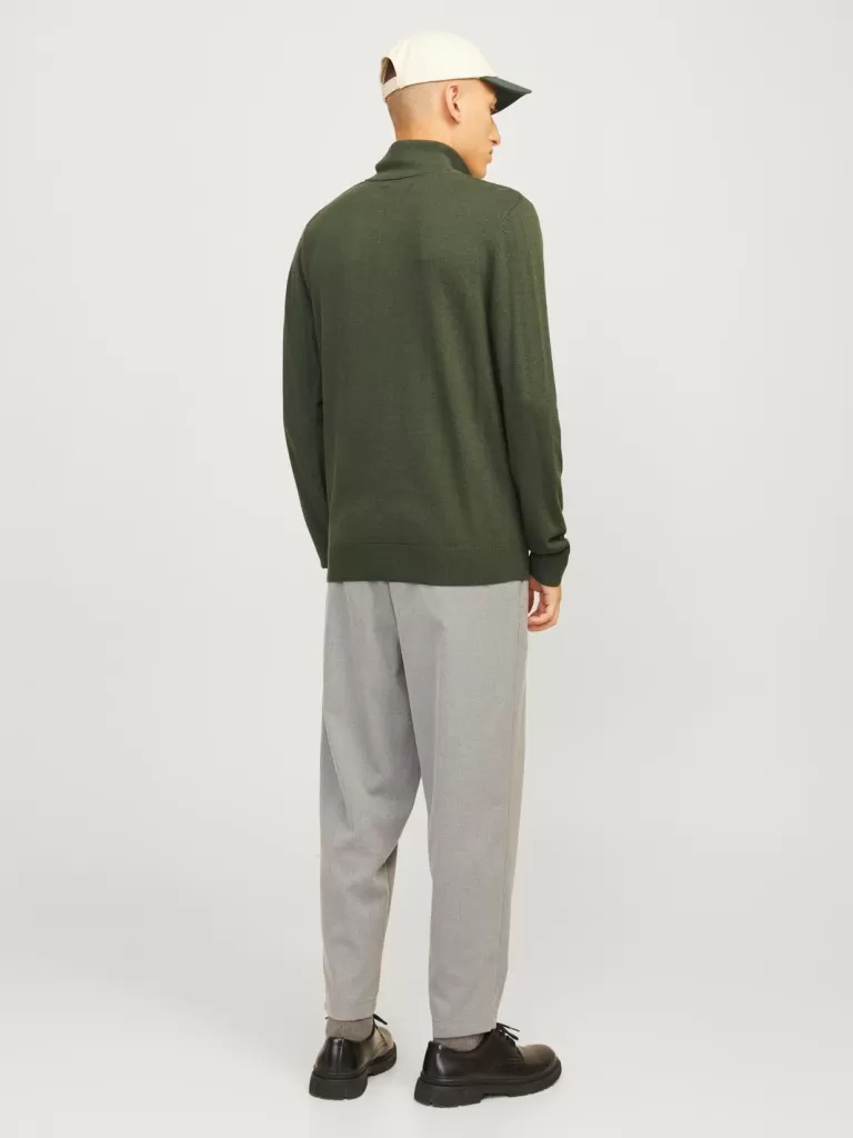 JACK & JONES Swetry^Gładki Krótki suwak Zielony