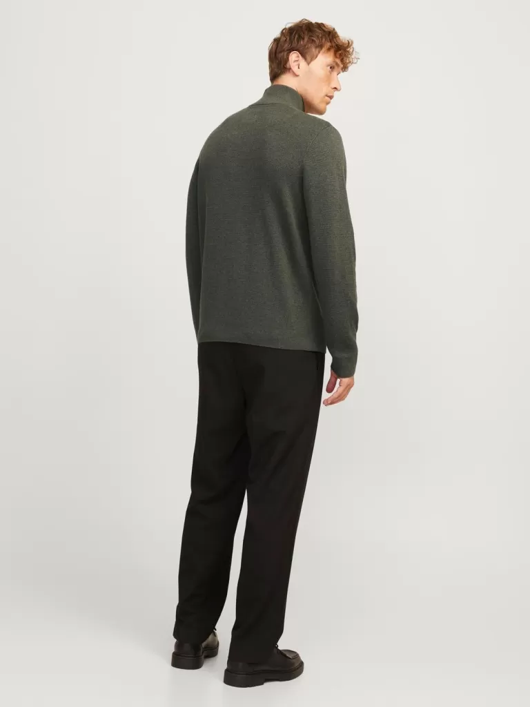 JACK & JONES Swetry^Gładki Krótki suwak Zielony