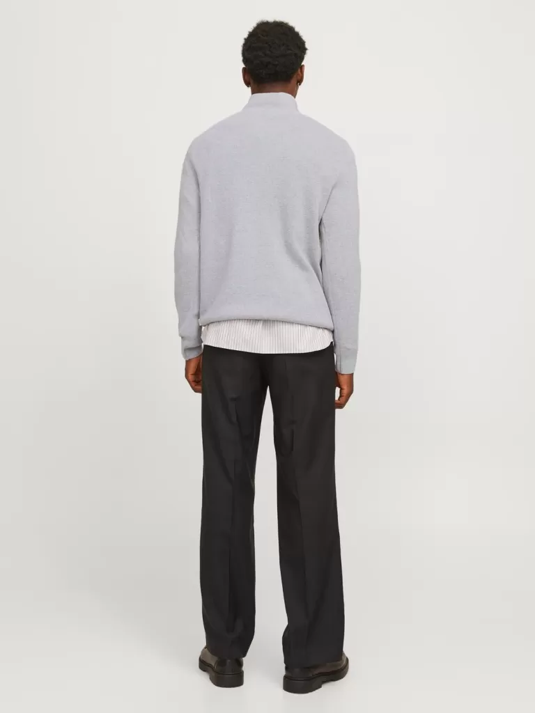 JACK & JONES Swetry^Gładki Krótki suwak Szary