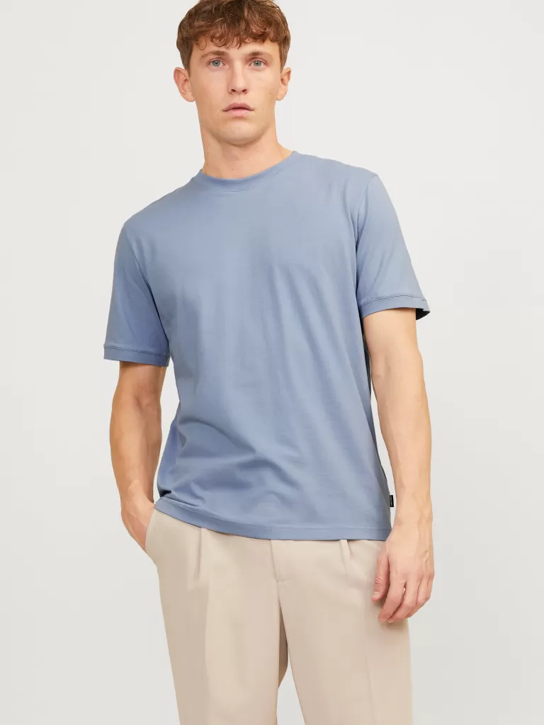 JACK & JONES Koszulki^Gładki Okrągły dekolt T-shirt Niebieski