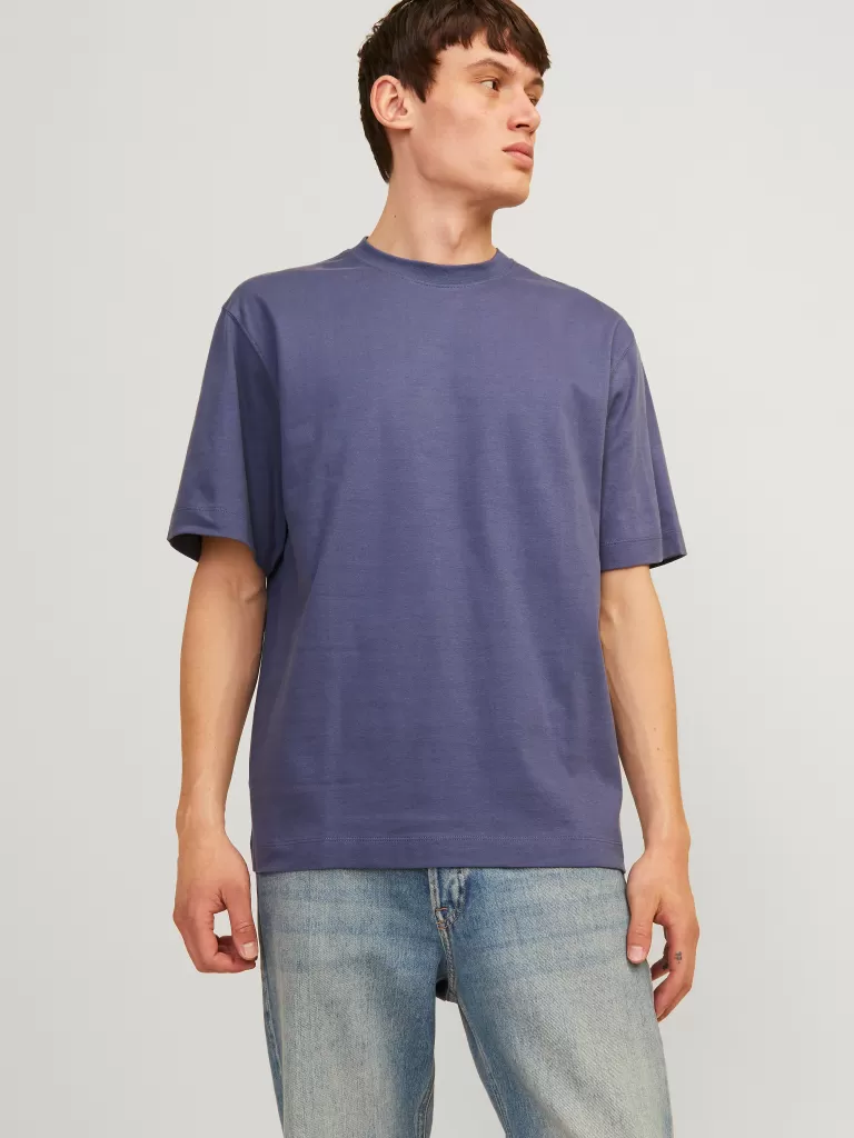 JACK & JONES Koszulki^Gładki Okrągły dekolt T-shirt Niebieski