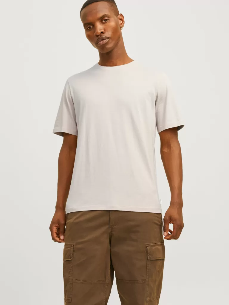 JACK & JONES Koszulki^Gładki Okrągły dekolt T-shirt Szary