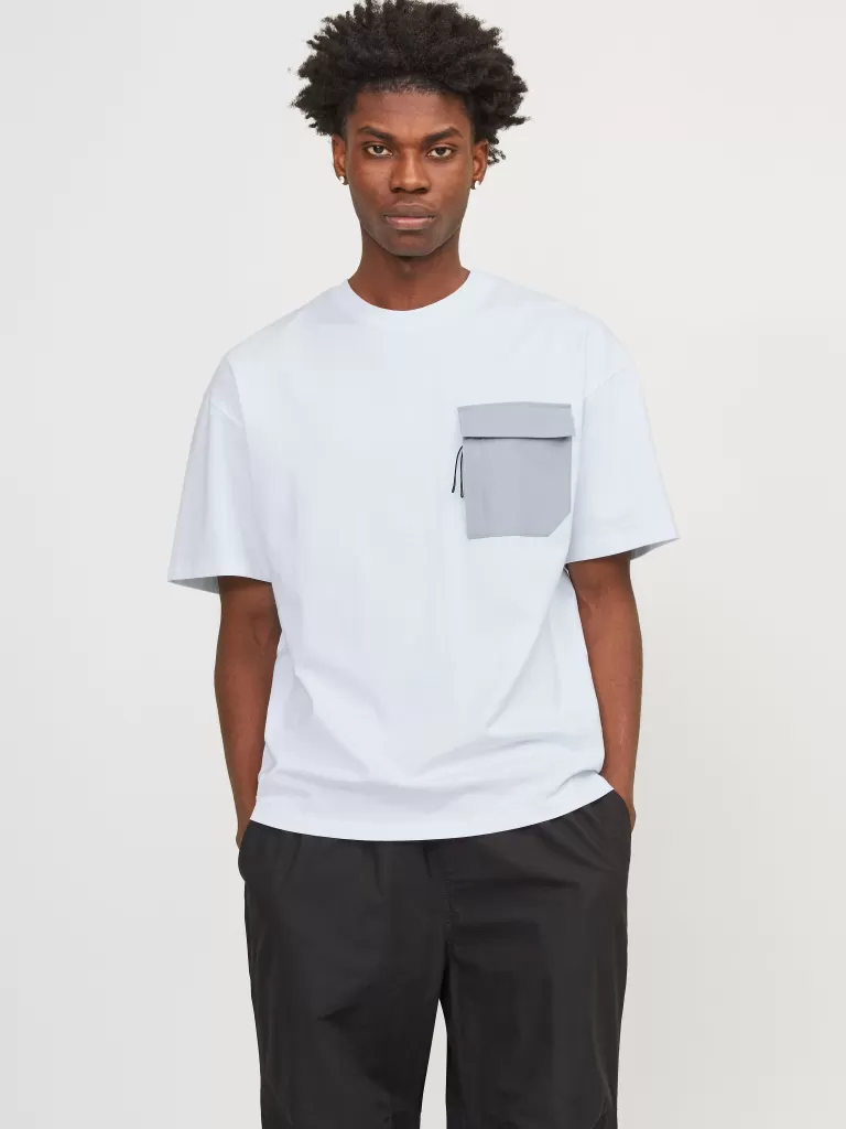 JACK & JONES Koszulki^Gładki Okrągły dekolt T-shirt Biały