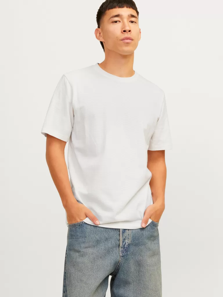JACK & JONES Koszulki^Gładki Okrągły dekolt T-shirt Biały