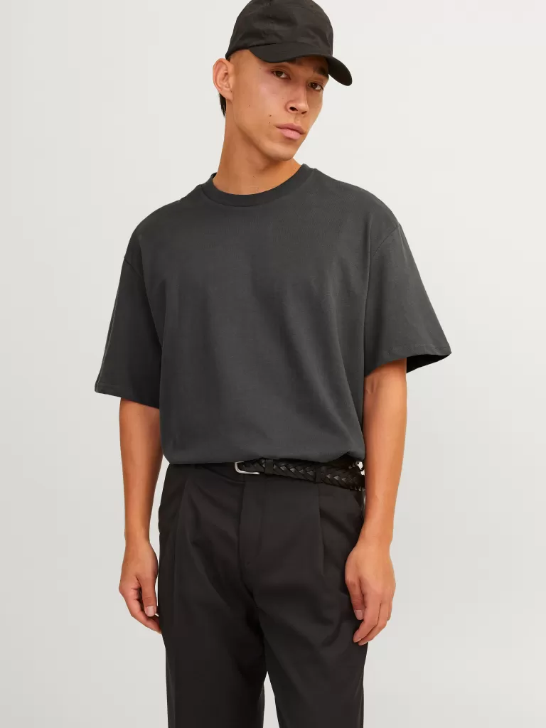 JACK & JONES Koszulki^Gładki Okrągły dekolt T-shirt Szary