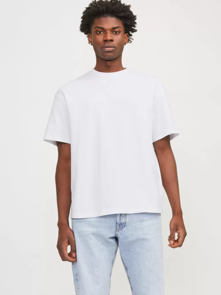 JACK & JONES Koszulki^Gładki Okrągły dekolt T-shirt Biały