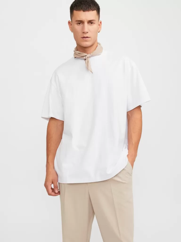 JACK & JONES Koszulki^Gładki Okrągły dekolt T-shirt Biały