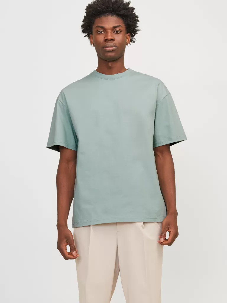 JACK & JONES Koszulki^Gładki Okrągły dekolt T-shirt Niebieski