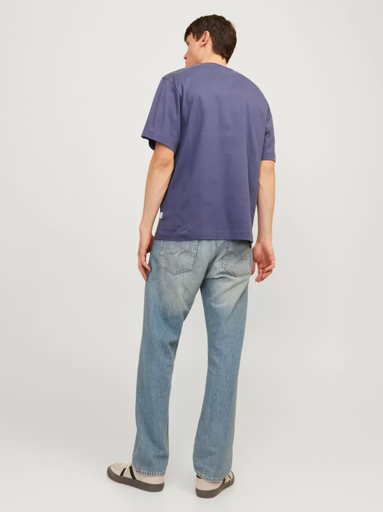 JACK & JONES Koszulki^Gładki Okrągły dekolt T-shirt Niebieski