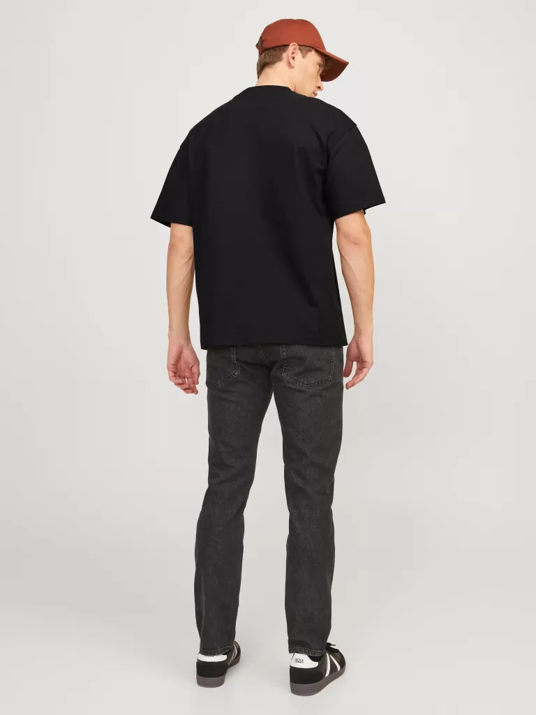 JACK & JONES Koszulki^Gładki Okrągły dekolt T-shirt Czarny