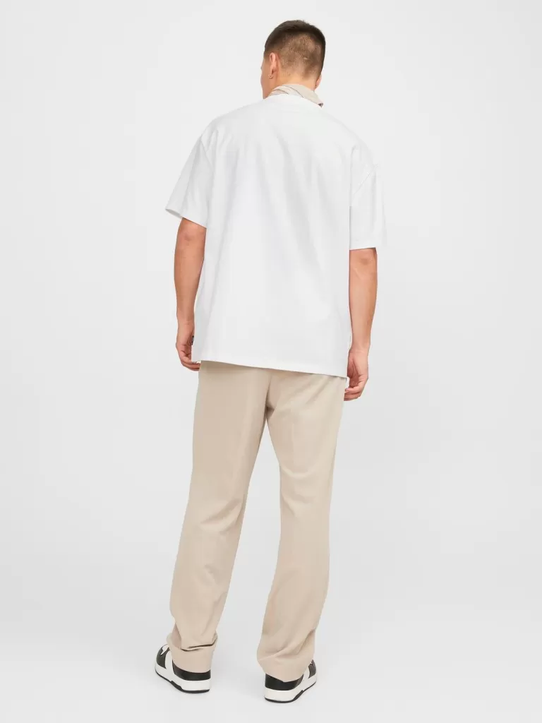 JACK & JONES Koszulki^Gładki Okrągły dekolt T-shirt Biały
